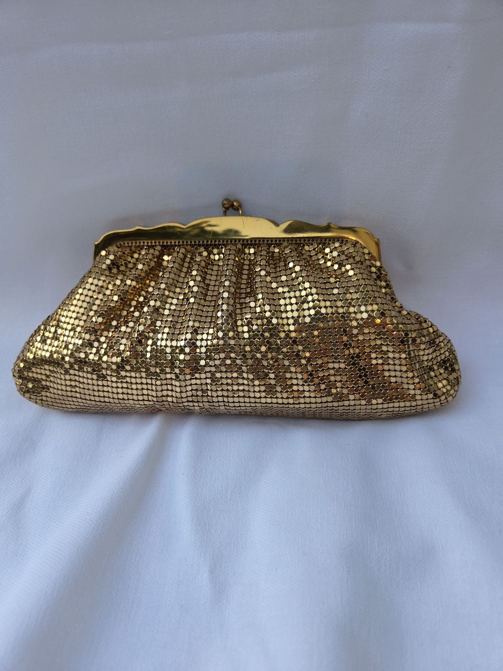 Vintage Whiting And Davis Gold Sequin Evening Clutch